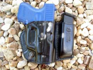 LEATHER BELT HOLSTER w/ MAG for 9MM GLOCK 17 19 26 34  