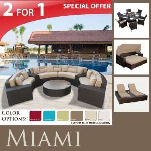  ROUND OUTDOOR WICKER FURNITURE PATIO SOFA, 7PC DINING 