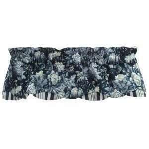  Waverly Georgette Blue & Ivory Floral May Valance