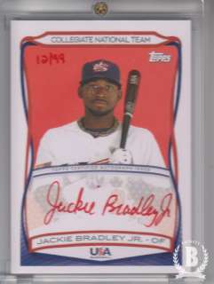 2010 USA Baseball Autographs Red #A23 Jackie Bradley Jr. /99  