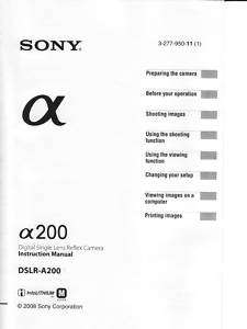 Genuine Sony DSLR A200 Instruction Manual & Software  