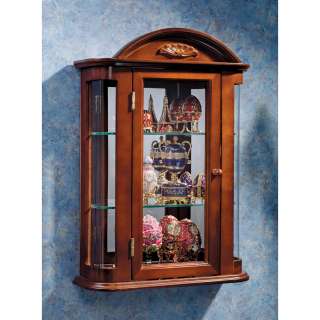 Collector Mirror Backed Hardwood Antique Collectible Display Wall 
