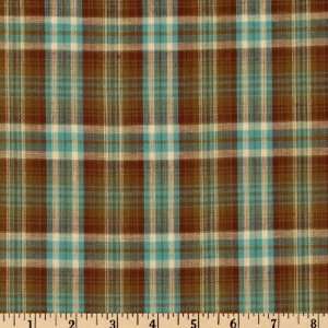   Cotton Woven Stripe Brown/Aqua Fabric By The Yard Arts, Crafts