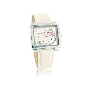  Cartoon Hello Kitty Square Leather Band Quartz Girls Kids Watch 