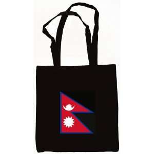  Nepal Nepali Nepalese Flag Canvas Tote Bag Black 