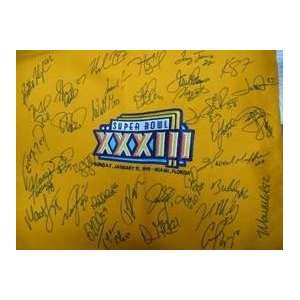 Denver Broncos(1999) Signed Super Bowl XXXIII Hand made Cloth Flag by 