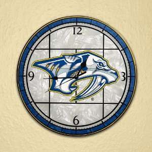  NHL Nashville Predators Hockey Stained Glass Wall Clock 
