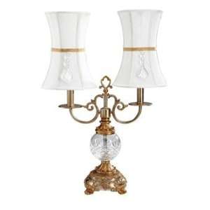  Double Arm Table Lamp with Cut Glass Ball Accent
