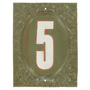   Victorian house numbers   #5 in pesto & marshmallow