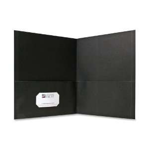   Pocket Portfolio, Embossed Leather Grain Paper, Black