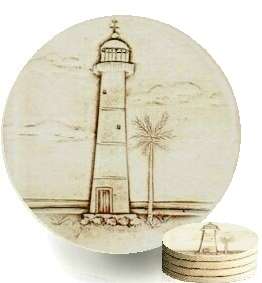 LIGHTHOUSE STONE ABSORBENT DRINK BAR COASTERS  