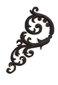 Swirl Art Abstract Design/Black Rayon Embroidered Applique ~ Right 