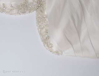   2358 Winter White Taffeta Laced Draping Wedding Dress 20 NWOT  