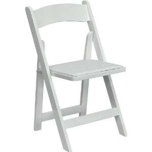   Flash Furniture White Wood Folding Chair w/Padded Seat