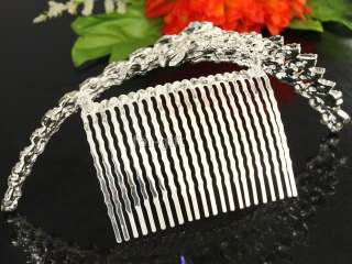   Tiara Hair Comb Crown Clear Crystal Rhinestone Bridal Wedding  