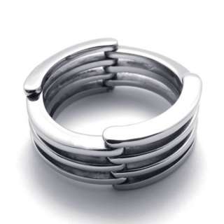Mens Silver Transformable Stainless Steel Ring US Size 7,8,9,10,11,12 
