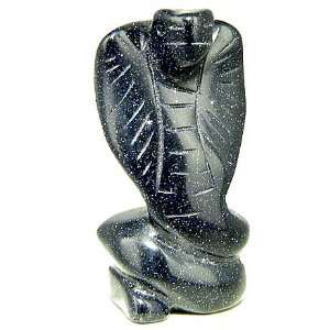  Talisman Good Luck Blue Goldstone Cobra Gemstone Carving 