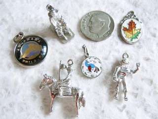 Vintage SPACEMAN MOUNTY SCHOLAR TRAVEL sterling charms  