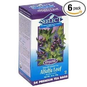 Seelect Organic Tea, Tea Bags, Alfalfa Leaf, 24 Count Boxes (Pack of 6 