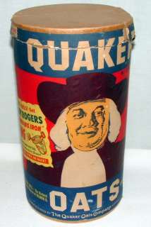 1950s QUAKER OATS CAN w ROY ROGERS RING PROMOTION AD  
