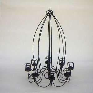   SIMPLEA HANDTOOLED HANDCRAFTED IRON HANGING 8 LIGHT CANDLE HOLDER