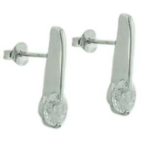   Setting Drop Stud Earring with Round White CZ CleverEve Jewelry