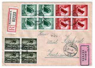 Norway, five covers with fantastic franking used in 1943 and 1944 