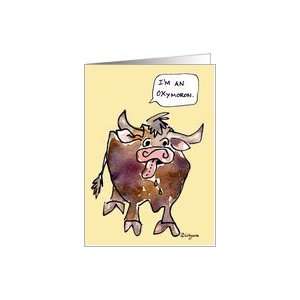  Funny Ox Cartoon Oxymoron Blank Card Health & Personal 