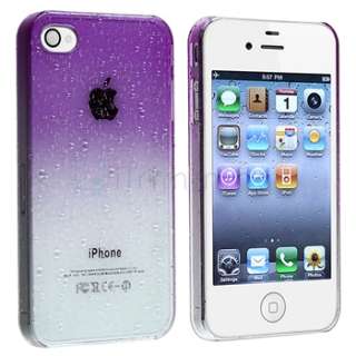 Purple Clear Water Drop RainDrop Hard Case Cover+LCD Protector for 