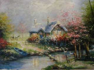 Oil Painting Beautiful Landscape Scenery Fine Art Cottage 24x36 (2 
