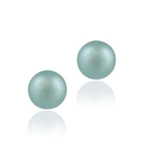   Freshwater Cultured 8 8.5mm Aqua Blue Pearl Stud Earrings Jewelry