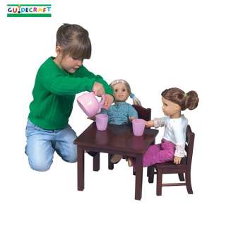 Guidecraft Kids Play Doll Table & Chairs Set (Espresso)  