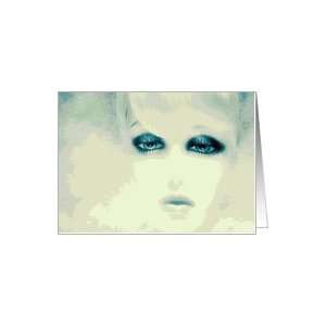  Green Eyed Lady, Blank Card, Digital Art Photography Card 