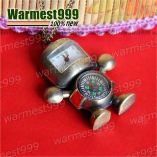   Vintage Charm Robot Quartz Pocket Watch Pendant Necklace HB169  