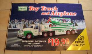 VINTAGE *HESS* TOY TRUCK CHRISTMAS POSTER SIGN 28X40  