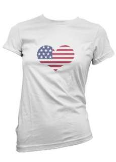  American Heart Flag Womens T shirt, US Pride, USA 