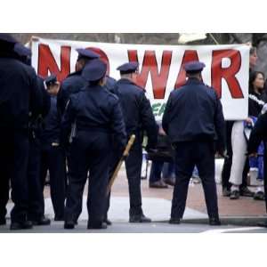 Police Face Protestors Demonstrating against the War in Iraq Stretched 