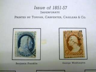   of 1851 1857 1c Benjamin Franklin and 3c George Washington Stamps List