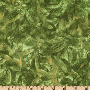  45 Wide Autumn Leaves Foliage Green Fabric By The Yard 