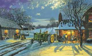 Dave Barnhouse THE WARMTH OF CHRISTMAS Grandpas John Deere Tractor 