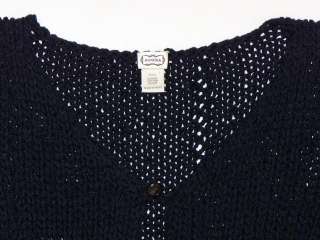 AGNONA Italy Chunky Navy Blue Knit 100% Cotton Open Front Cardigan 