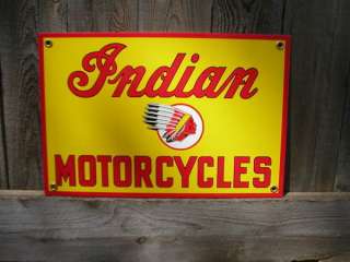 INDIAN MOTORCYCLES PORCELAIN COATED SIGN RETRO ADV  