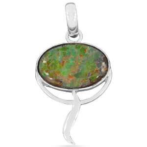   Silver Fiber Coated Ammolite Handmade Pendant Jewelry Jewelry