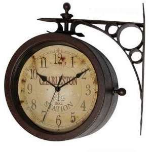 Infinity Two Sided Rustic Charleston Clock/Thermometer 