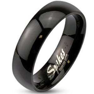  Size 10 Spikes Black IP Stainless Steel 6mm Dome Band Ring 