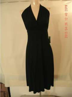 1970s black backless poly knit dress large  