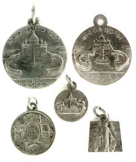SILVER MEDAL LOT 5 POPE PIUS XII 1950 ROMA ITALY  