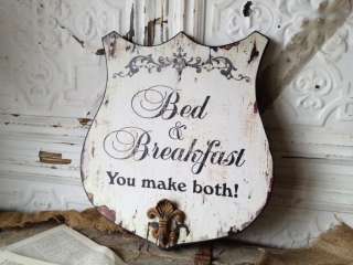 Bed and Breakfast Wooden Sign Shabby Cottage Chic Wall Art  
