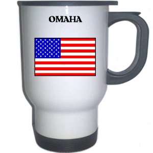  US Flag   Omaha, Nebraska (NE) White Stainless Steel Mug 