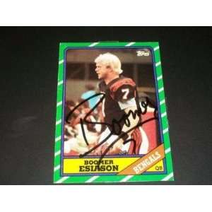 Bengals Boomer Esiason Signed 1986 Topps RC #255 JSA C   NFL Football 